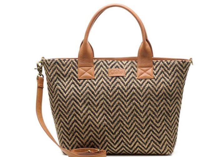 Chabo Romio jacquard shopper met laptovak 14 inch cognac leder combinatie kleuren