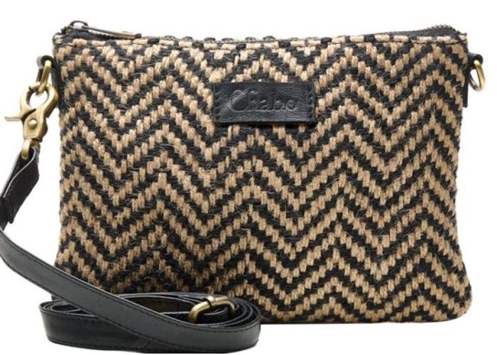 Chabo Romio jacquard crossbody leder zwart