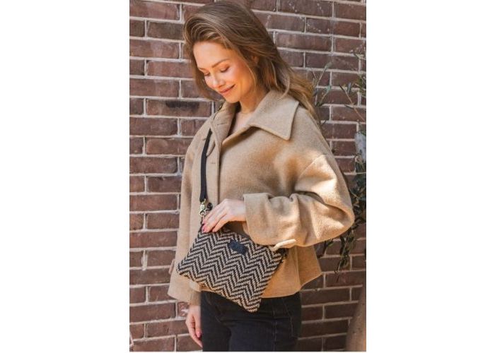 Chabo Romio jacquard crossbody leder zwart