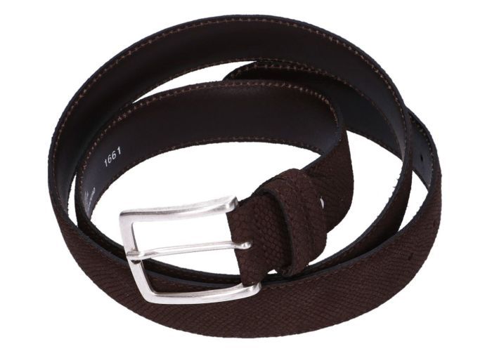Muller And Sons Since 1853 RIEM Suède Snake 95 cm herenceinturen bruin donker
