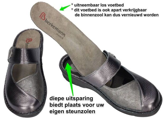 Berkemann 03457  HELIANE pantoffels grijs  donker