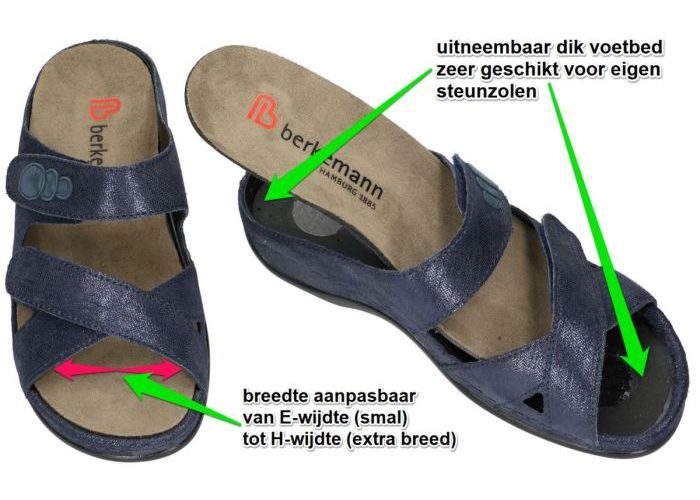 Berkemann 01023-308 FELIA slippers & muiltjes blauw donker