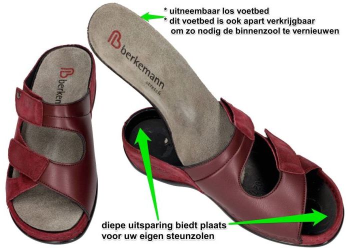 Berkemann 01027 JANNA slippers & muiltjes bordeaux