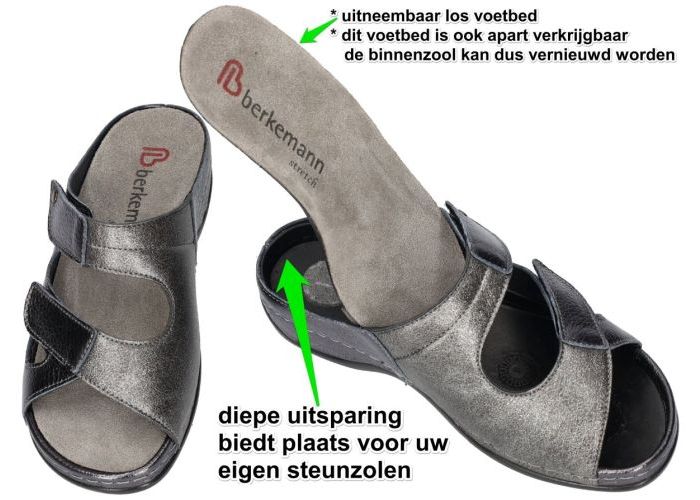 Berkemann 01027 JANNA slippers & muiltjes grijs  donker