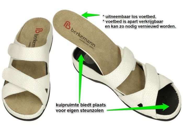 Berkemann 01023 FELIA slippers & muiltjes wit