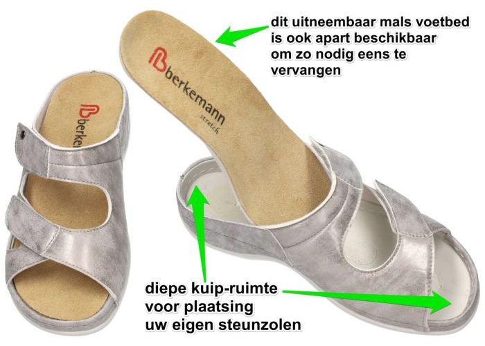 Berkemann 01027 JANNA slippers & muiltjes zilver