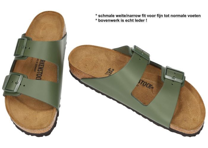 Birkenstock 1029107 ARIZONA BS Naturleder pantoffels & slippers groen olijf