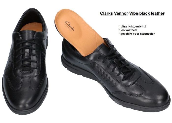 Clarks Vennor Vibe 26131742 G casual schoenen zwart