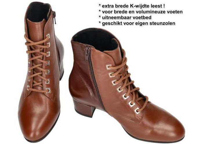 Durea 9810 918 1278 ( K wijdte ) enkellaarzen cognac/caramel