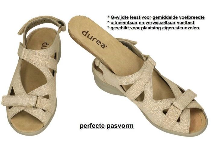 Durea 7376 S216 Yvonne  wijdte G sandalen beige
