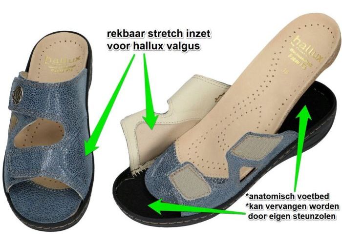 Fidelio Hallux 434103 FABIA (F½) slippers & muiltjes blauw