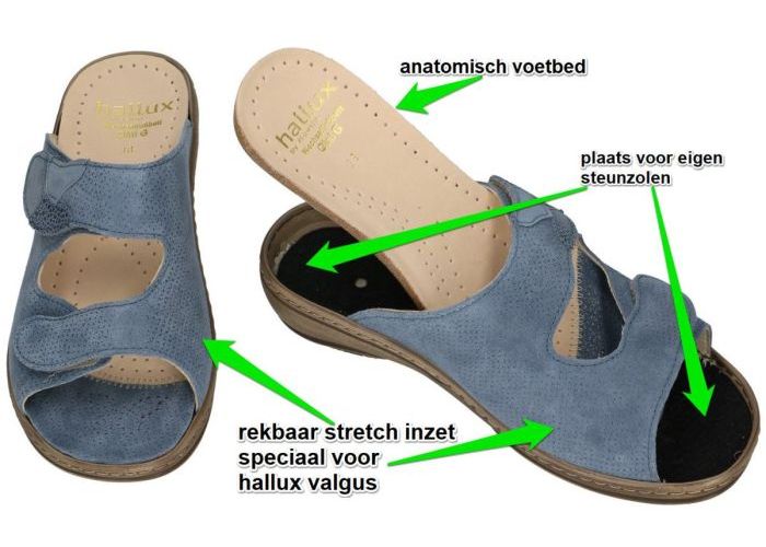 Fidelio Hallux 445026 GINI (G) slippers & muiltjes blauw