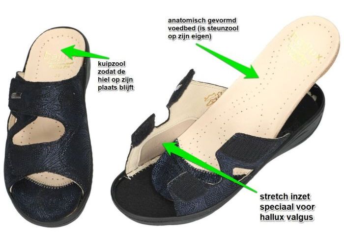 Fidelio Hallux 434113 FABIA (F½) slippers & muiltjes blauw donker