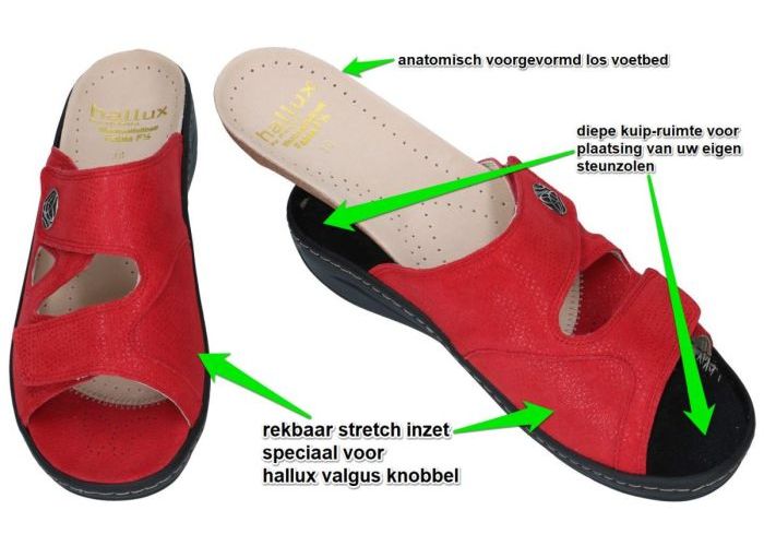 Fidelio Hallux 434103 FABIA (F½) slippers & muiltjes rood