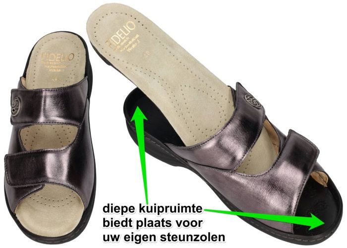 Fidelio Hallux 237031 HALLUX HEDI (J) slippers & muiltjes antraciet grijs