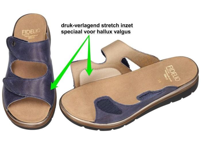 Fidelio Hallux 595020 HALLUX GLORY (G½) slippers & muiltjes blauw donker
