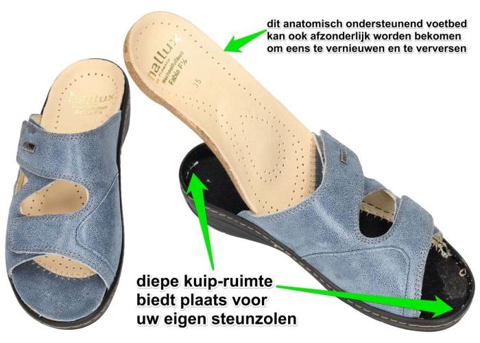 Fidelio Hallux 434133 HALLUX FABIA (F½) slippers & muiltjes blauw licht