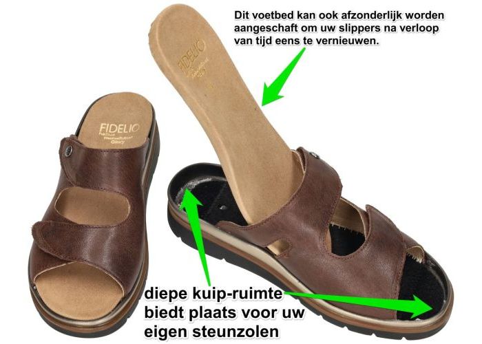 Fidelio Hallux 595020 HALLUX GLORY (G½) slippers & muiltjes bruin donker