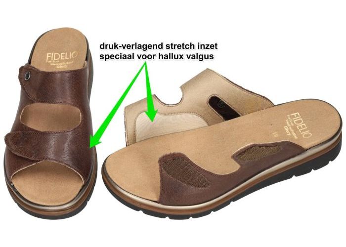 Fidelio Hallux 595020 HALLUX GLORY (G½) slippers & muiltjes bruin donker
