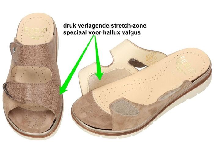 Fidelio Hallux 595020 HALLUX GLORY (G½) slippers & muiltjes bruin licht