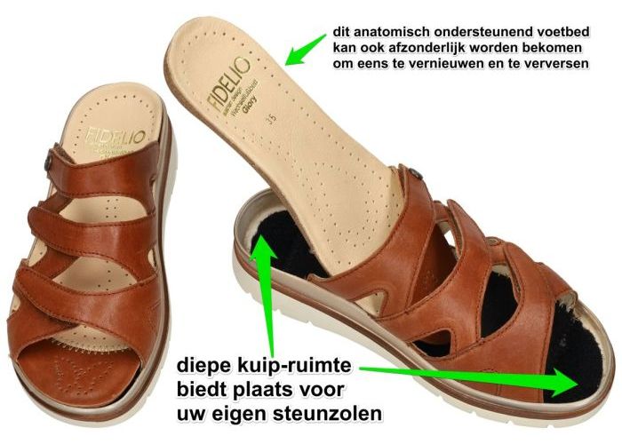 Fidelio Hallux 595001 FIDELIO GLORY G½ slippers & muiltjes cognac/caramel