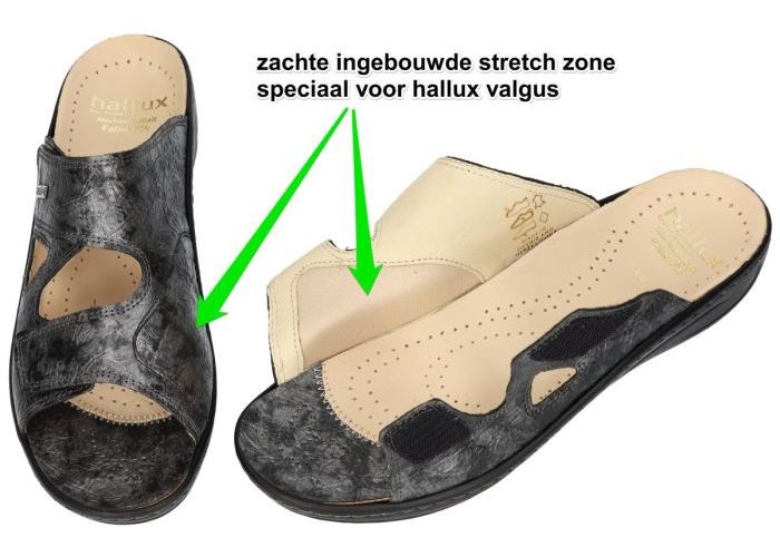 Fidelio Hallux 434113 HALLUX FABIA (F½) slippers & muiltjes grijs  donker