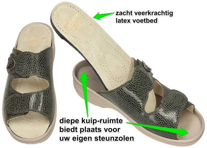 Fidelio Hallux 234112  Soft-Line HEDI H slippers & muiltjes groen donker