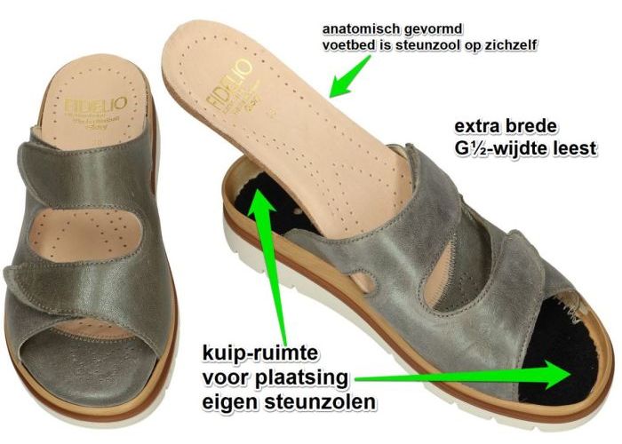 Fidelio Hallux 595020 HALLUX GLORY G slippers & muiltjes groen donker