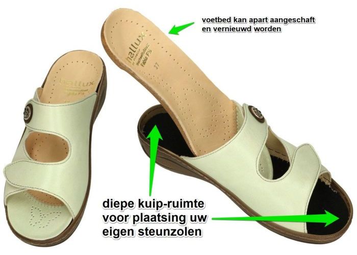 Fidelio Hallux 434115 HALLUX FABIA (F½) slippers & muiltjes groen licht