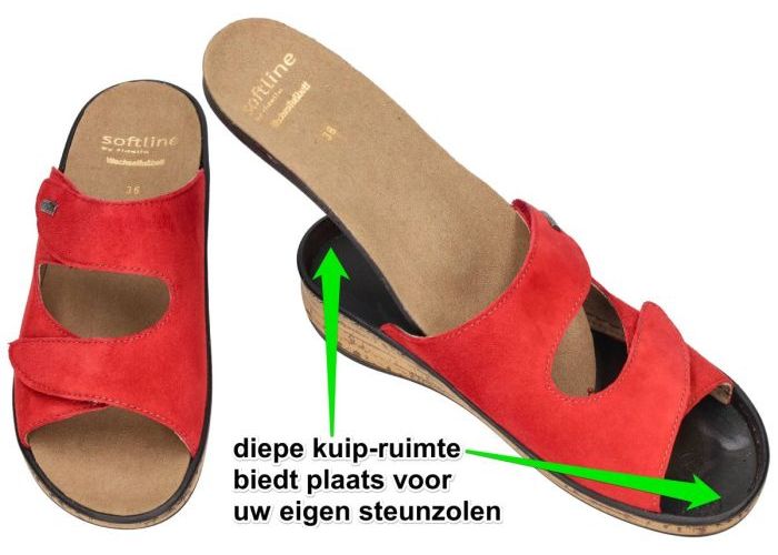 Fidelio Hallux 245012 Soft-Line GERDA G slippers & muiltjes rood