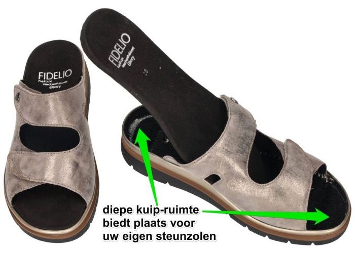 Fidelio Hallux 595020 HALLUX GLORY (G½) slippers & muiltjes taupe