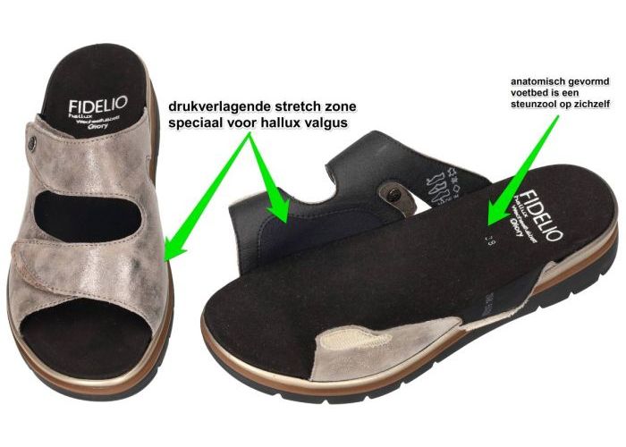 Fidelio Hallux 595020 HALLUX GLORY (G½) slippers & muiltjes taupe
