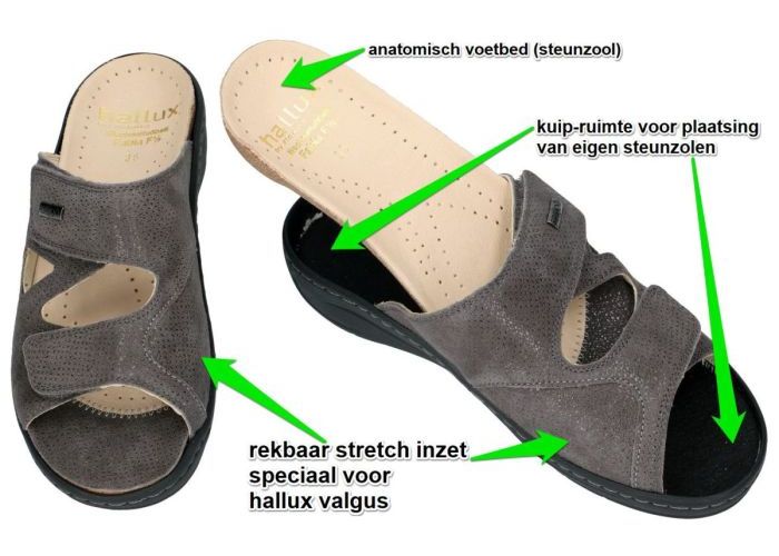 Fidelio Hallux 434113 FABIA (F½) slippers & muiltjes taupe donker