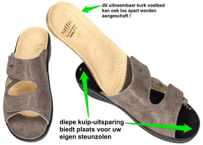 Fidelio Hallux 434133 HALLUX FABIA (F½) slippers & muiltjes taupe donker