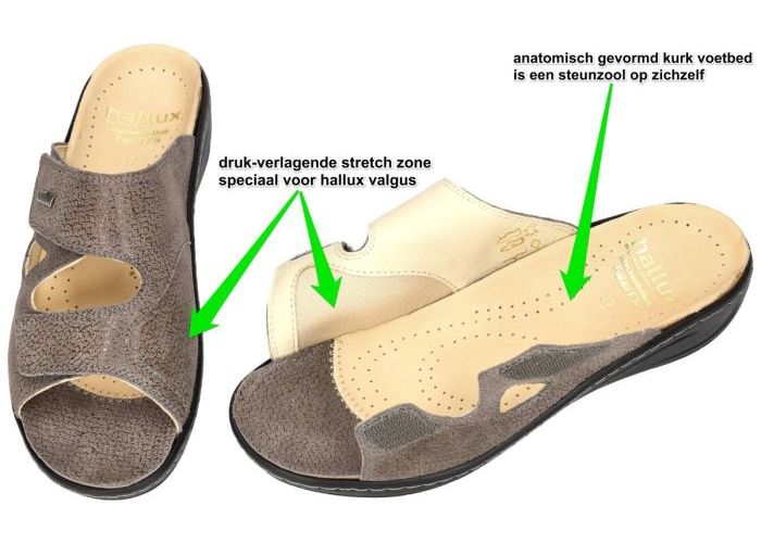 Fidelio Hallux 434133 HALLUX FABIA (F½) slippers & muiltjes taupe donker