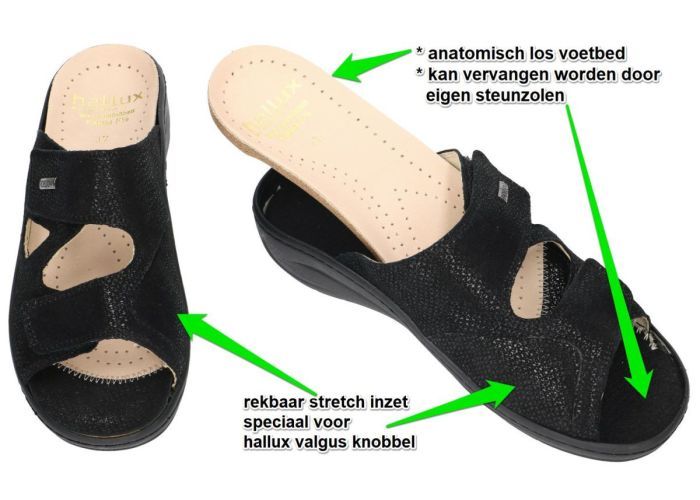 Fidelio Hallux 434113 FABIA (F½) slippers & muiltjes zwart