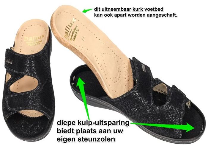 Fidelio Hallux 434133 HALLUX FABIA (F½) slippers & muiltjes zwart
