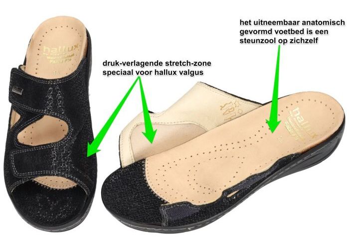 Fidelio Hallux 434133 HALLUX FABIA (F½) slippers & muiltjes zwart