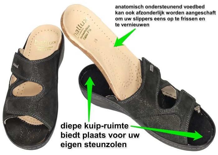 Fidelio Hallux 434133 HALLUX FABIA (F½) slippers & muiltjes zwart