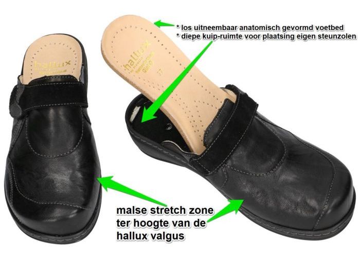 Fidelio Hallux 445030 HALLUX GINI (G) slippers & muiltjes zwart