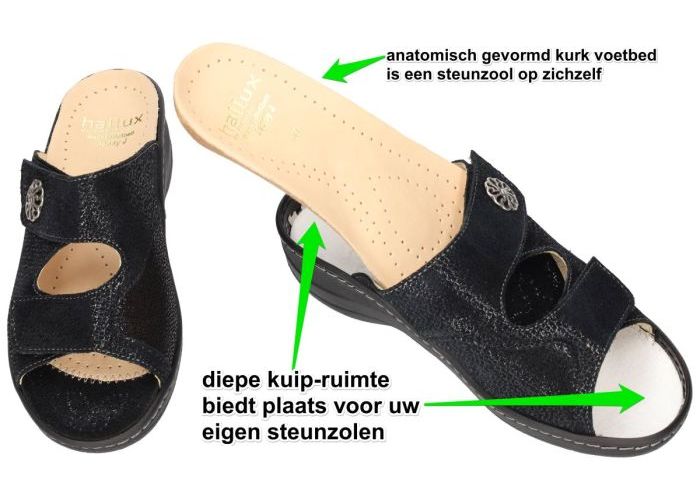 Fidelio Hallux 456005 HALLUX JESSY (J) slippers & muiltjes zwart