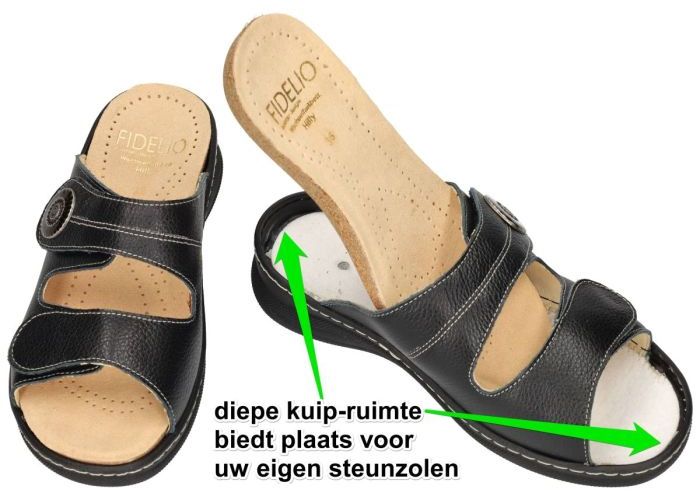 Fidelio Hallux 496031 HILLY H slippers & muiltjes zwart
