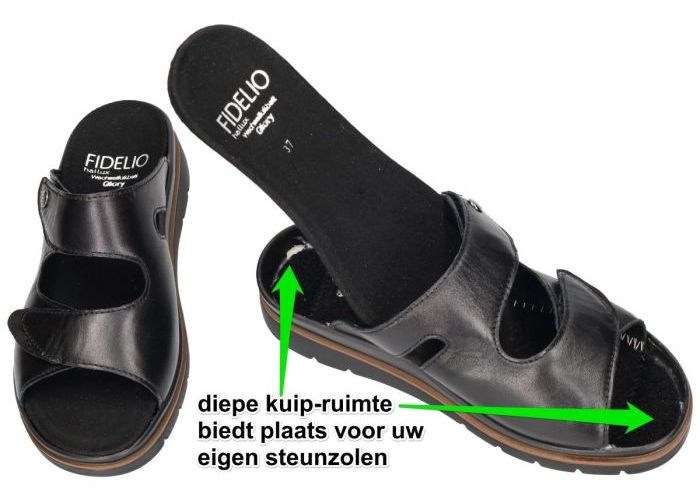 Fidelio Hallux 595020 HALLUX GLORY (G½) slippers & muiltjes zwart