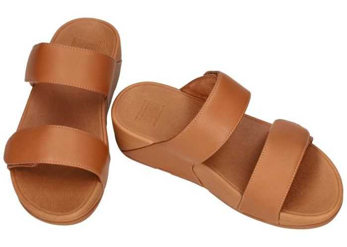 Fitflop LULU ADJUSTABLE LEATHER SLIDES - FV6-592-030 slippers & muiltjes cognac/caramel