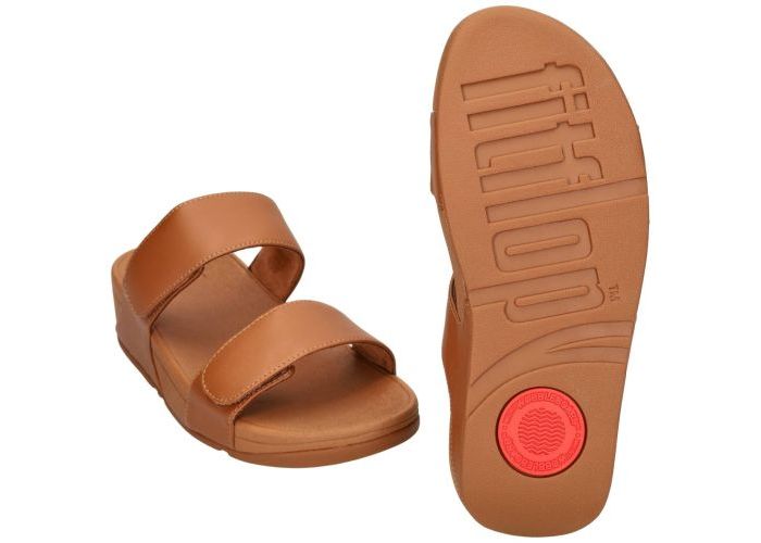 Fitflop LULU ADJUSTABLE LEATHER SLIDES - FV6-592-030 slippers & muiltjes cognac/caramel