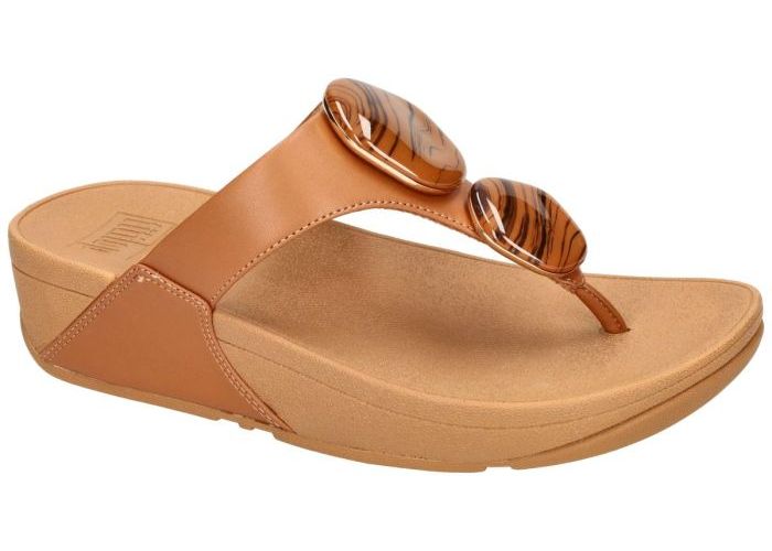 Fitflop LULU MARBLED-STONE TOE-POST SANDALS slippers & muiltjes cognac/caramel
