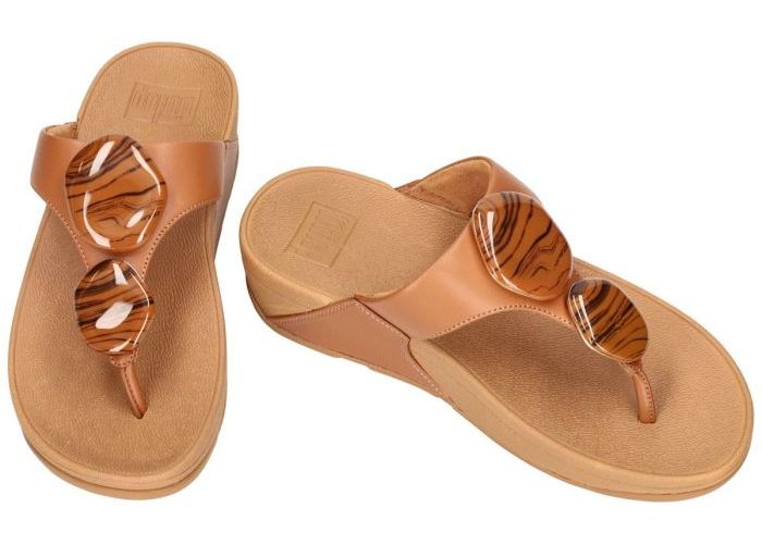 Fitflop LULU MARBLED-STONE TOE-POST SANDALS slippers & muiltjes cognac/caramel