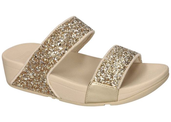 Damesschoenen Fitflop SLIPPERS & MUILTJES LULU MULTI-TONAL GLITTER SLIDES JE5-D95 Goud