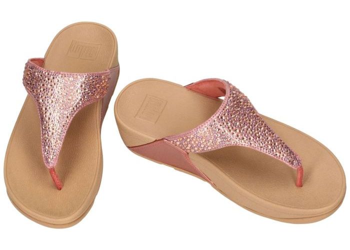 Fitflop LULU CRYSTAL-MIX METALLIC TOE-POST  slippers & muiltjes roze