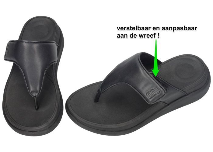 Fitflop F-mode Go Adjustable Flatform Toe-Post (IW1-090) slippers & muiltjes zwart